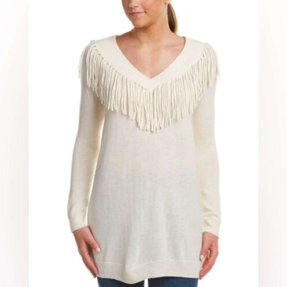 Ella Moss Vneck Fringe Sweater